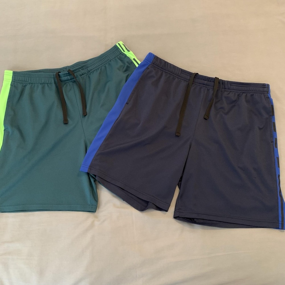 Athlio Shorts Mens XL Multicolor Mesh Elastic Waist Athletic Gym Lot 2 Pack